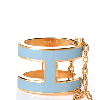 Hermes Lacquered Gold Pop H Pendant Necklace Bleu Pastel 5 of 7