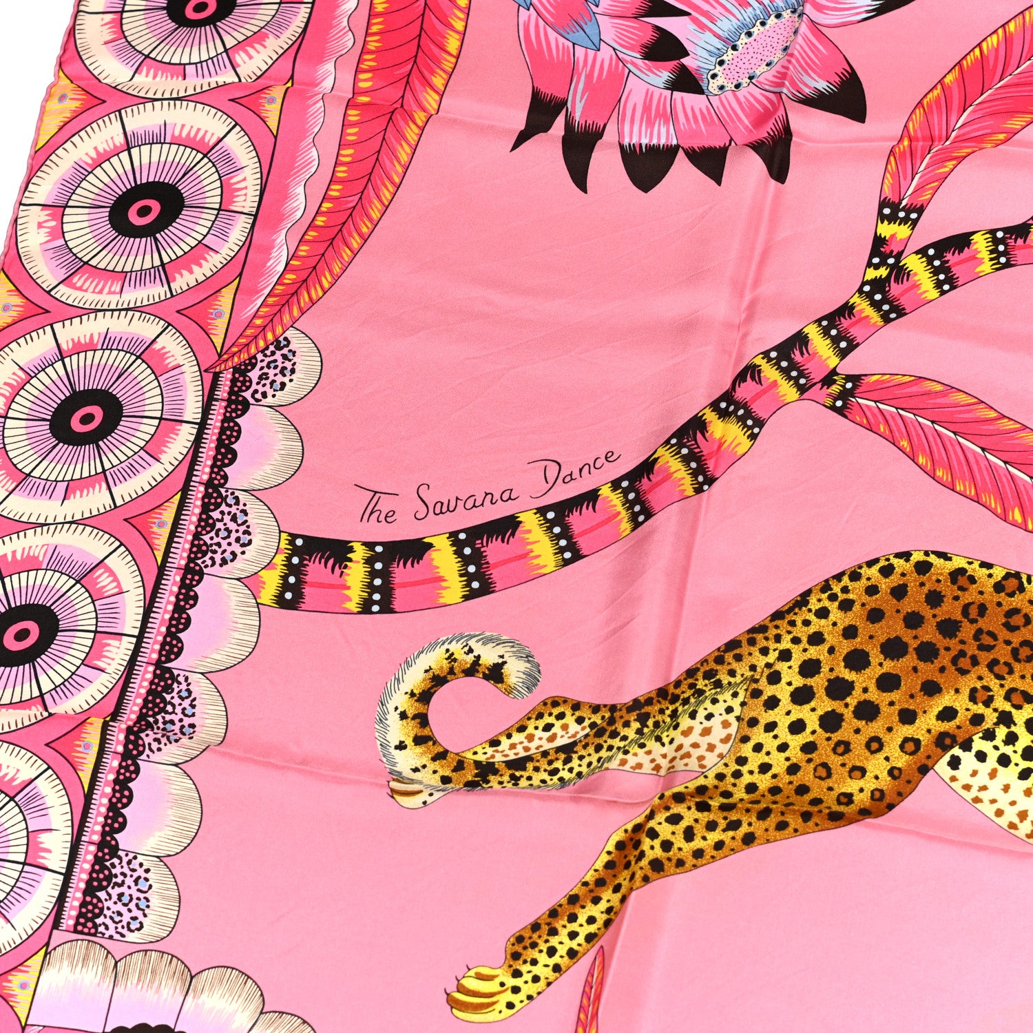 Hermes Silk The Savana Dance Wash 140 Scarf Rose Malabar Jaune Vieux Rose 6 of 6