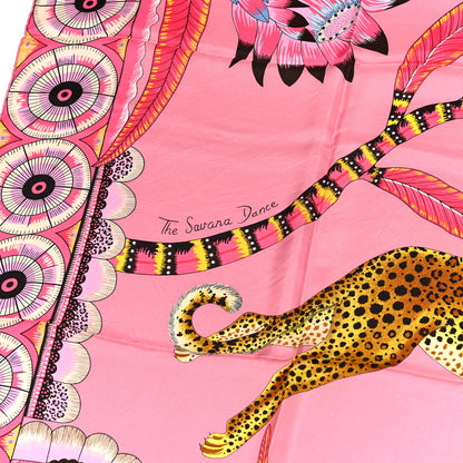 Hermes Silk The Savana Dance Wash 140 Scarf Rose Malabar Jaune Vieux Rose 6 of 6