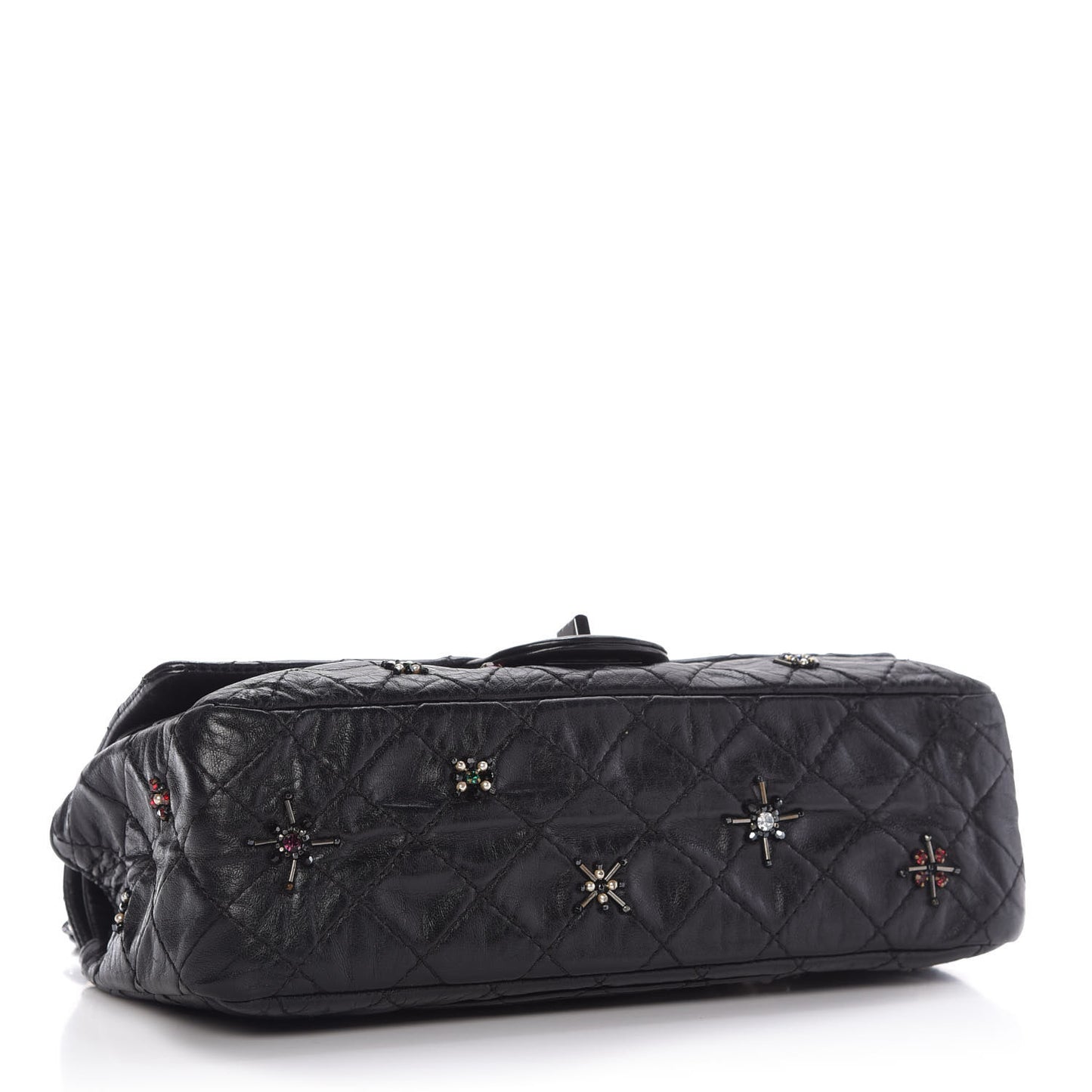 Aged Calfskin Crystal 2.55 Reissue 225 Flap Black