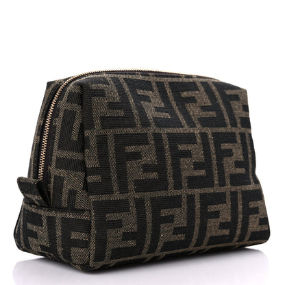 Fendi Fabric Jacquard FF 1974 Small Trapezoid Beauty Pouch Tobacco Moro Black 3 of 10