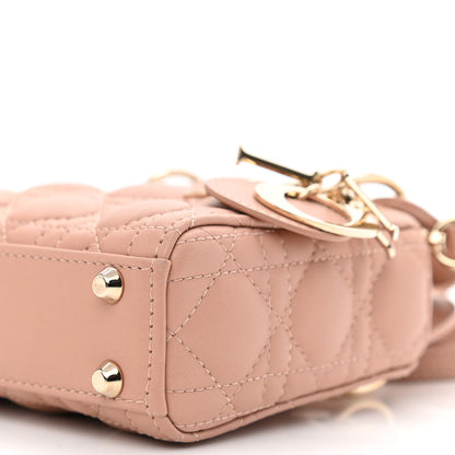 Christian Dior Lambskin Cannage Micro Lady Dior Rose Des Vents 9 of 9