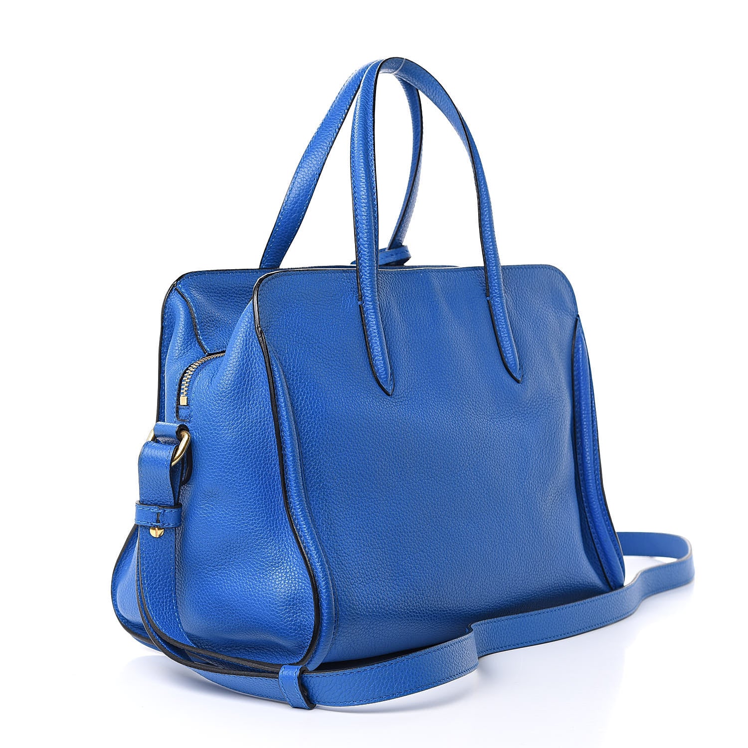 Alexander McQueen Pebbled Calfskin Small Skull Padlock Zip Around Tote Blue 3 of 13