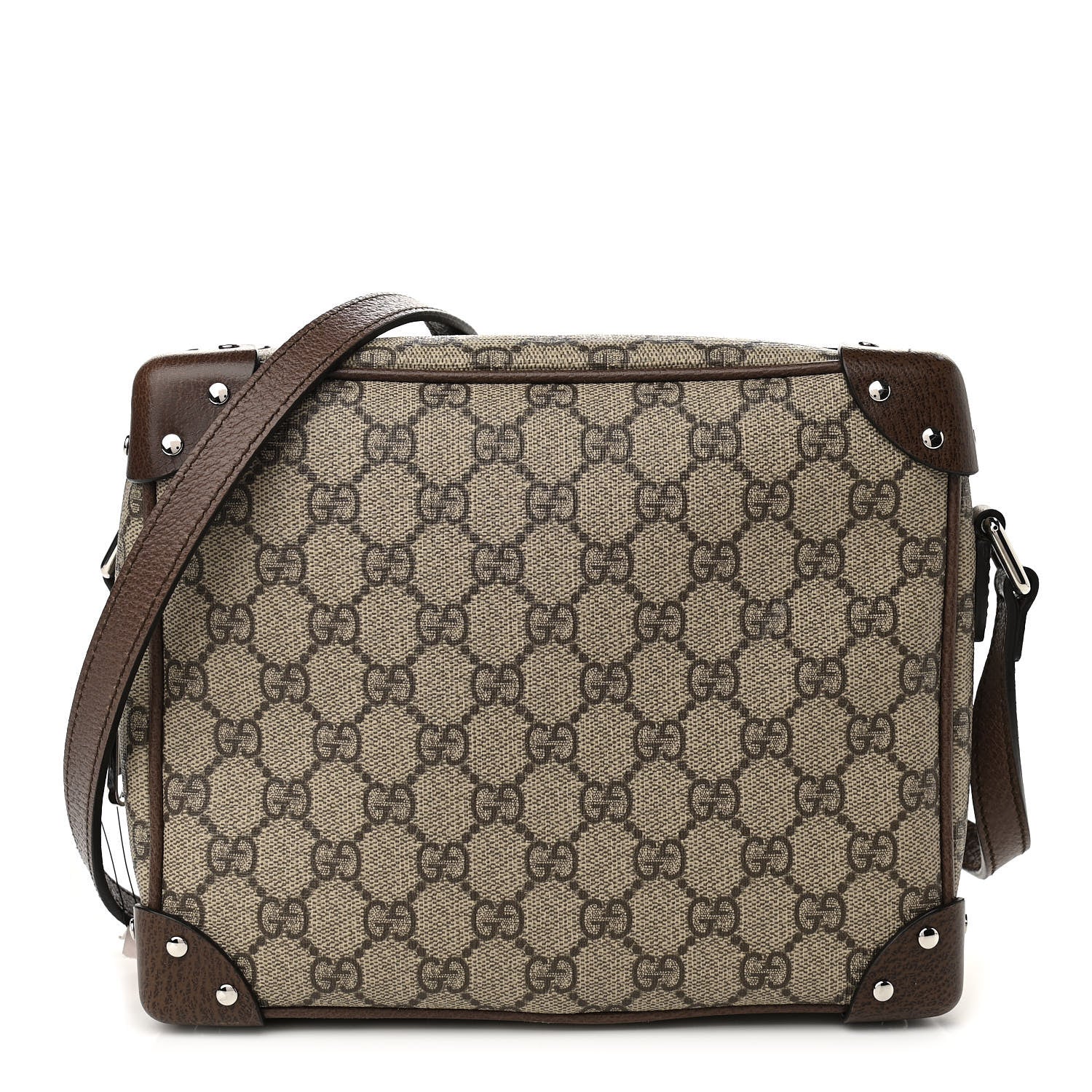 Gucci GG Supreme Monogram Textured Calfskin Square Messenger Bag Beige Ebony New Acero 1 of 10