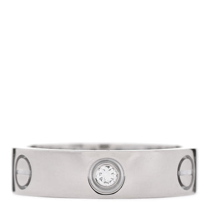 Cartier 18K White Gold 3 Diamond 5.5mm LOVE Ring 58 8.25 1 of 5