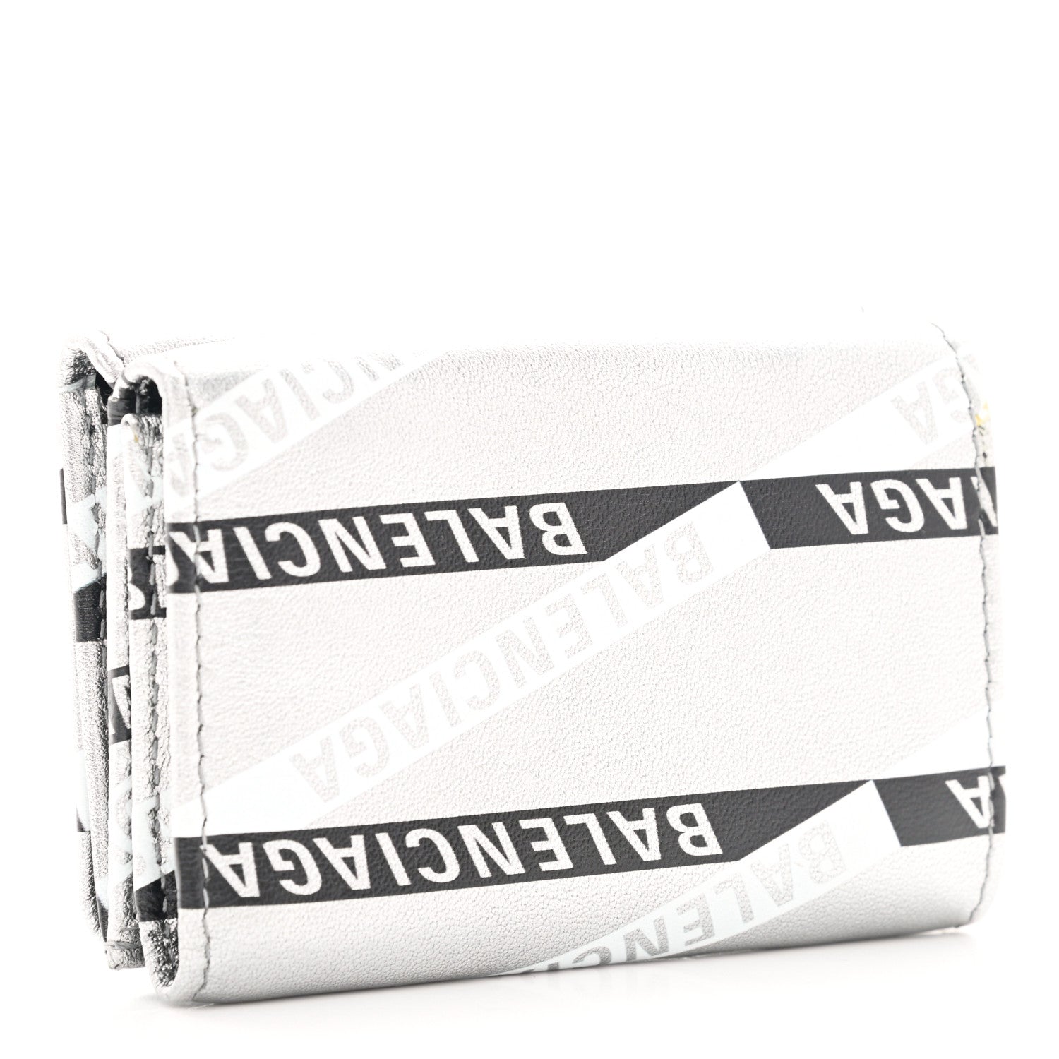 Balenciaga Metallic Calfskin Losange Monogram Mini Everyday Wallet Silver Black White 3 of 8