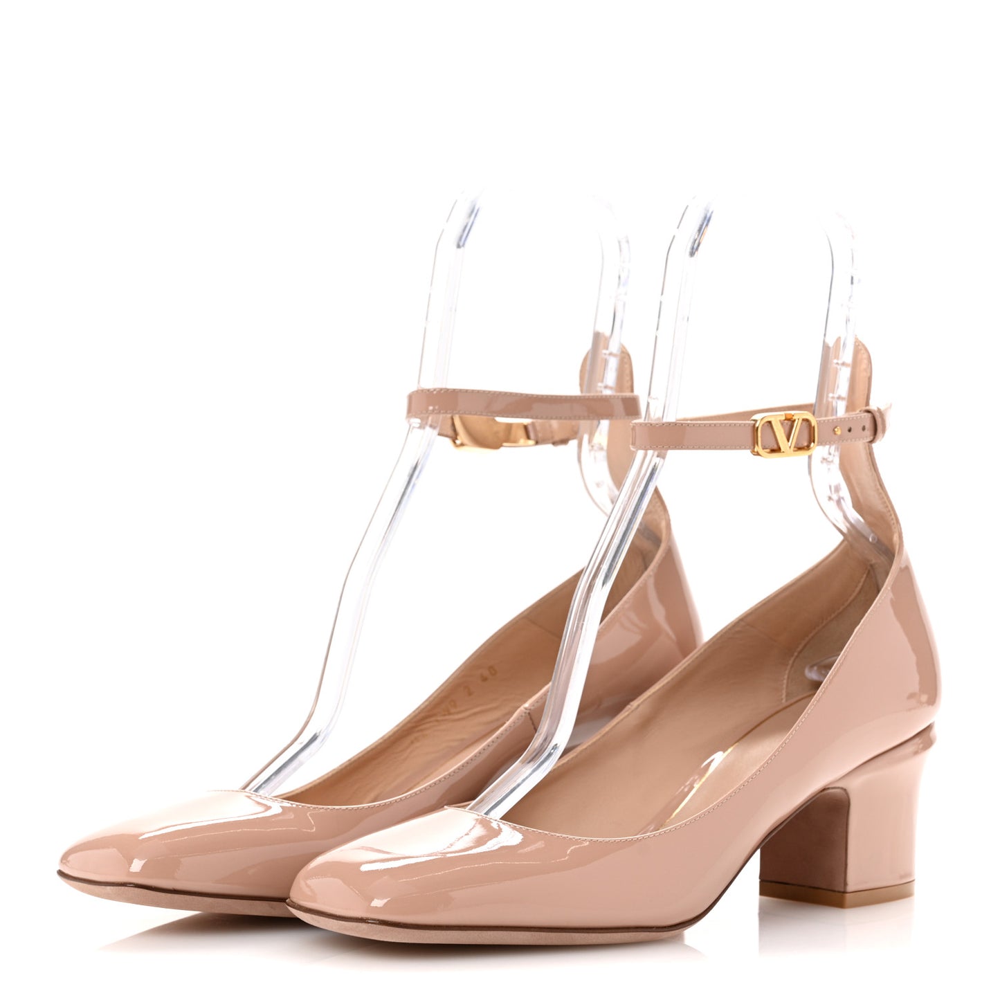 Patent Vlogo Tan-Go Ankle Strap 60mm Pumps 40 Rose Cannelle