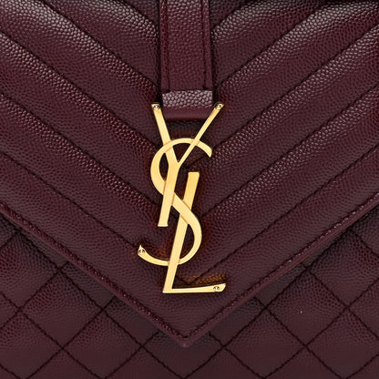 Saint Laurent Grain De Poudre Textured Mixed Matelasse Medium Triquilt Monogram Satchel Rouge Legion 7 of 9