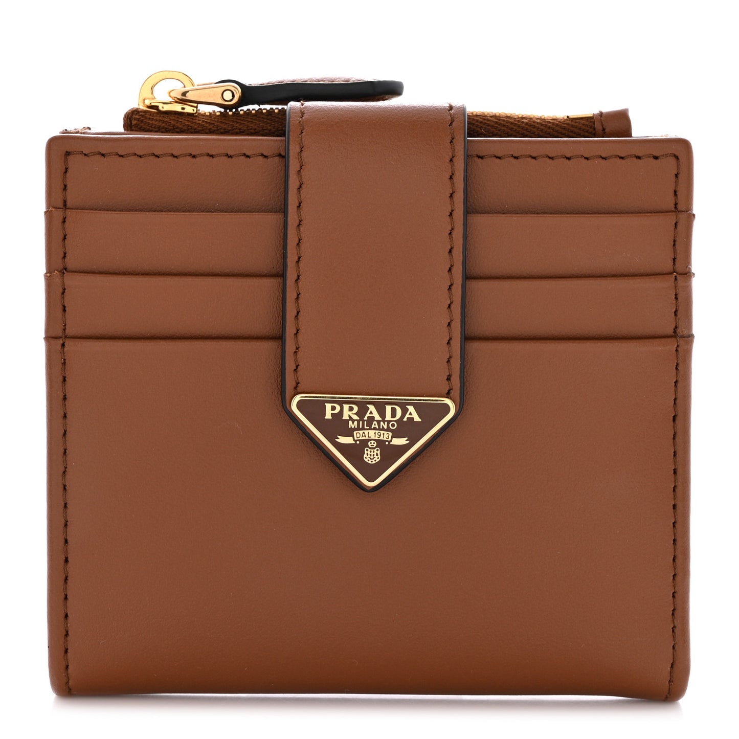 Calfskin Small Triangle Wallet Cognac