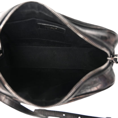 Saint Laurent Calfskin Crocodile Embossed Monogram Lou Camera Bag Black 5 of 13