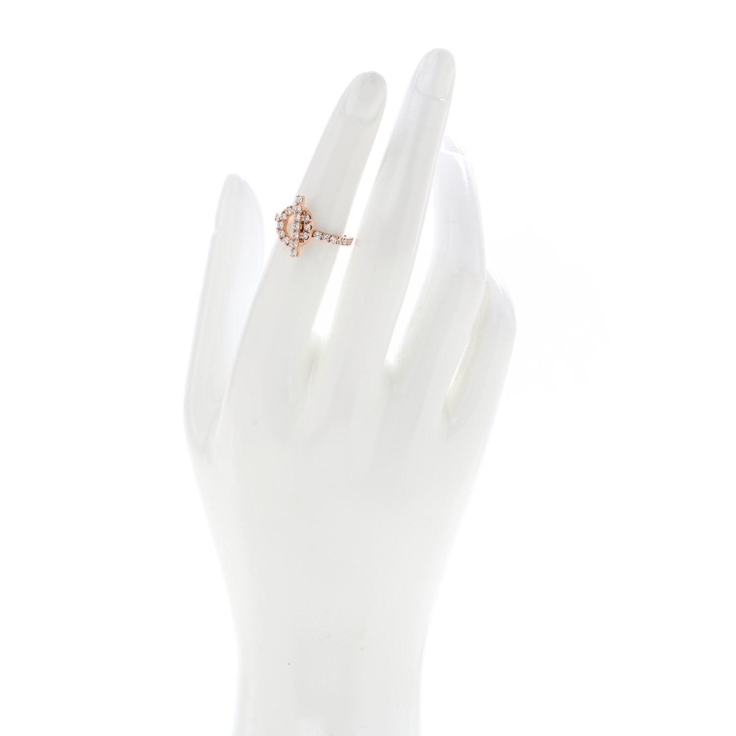 Hermes 18K Rose Gold Diamond Finesse Ring 50 5.25 2 of 6