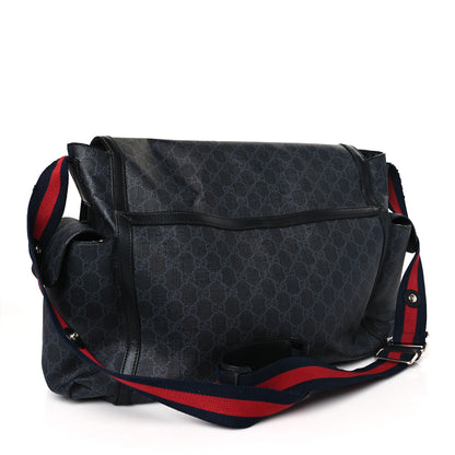 Gucci GG Supreme Monogram Web Messenger Diaper Bag Black Grey 4 of 14