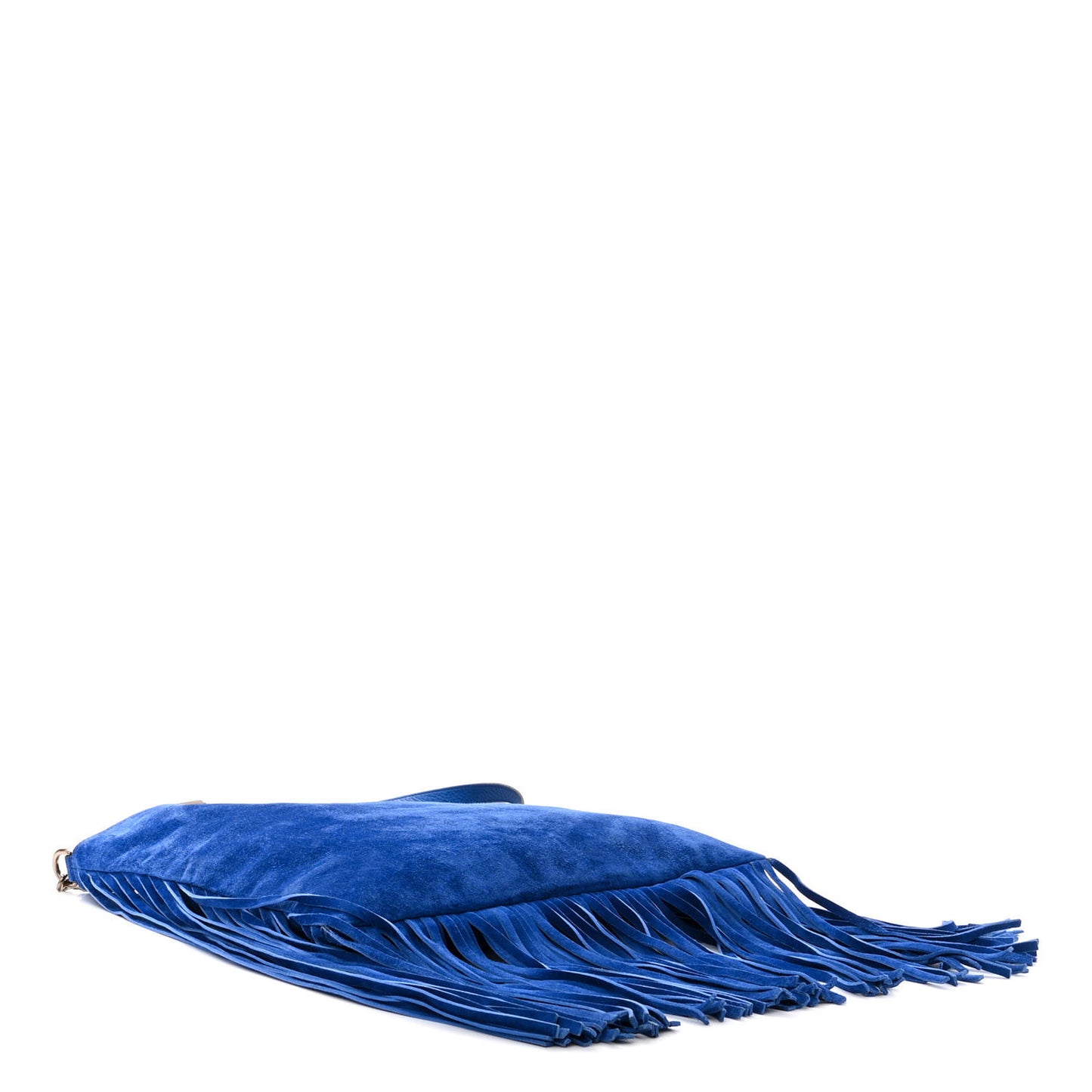 Suede Bamboo Fringe Small Shopper Tote Blue