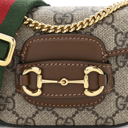Gucci GG Supreme Monogram Azalea Calfskin Web Horsebit 1955 Wallet On Strap Beige Ebony Brown Sugar 8 of 10