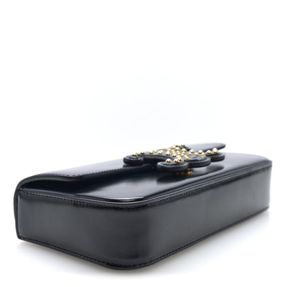 Celine Shiny Calfskin Triomphe Studded Chain Shoulder Bag Black 4 of 9