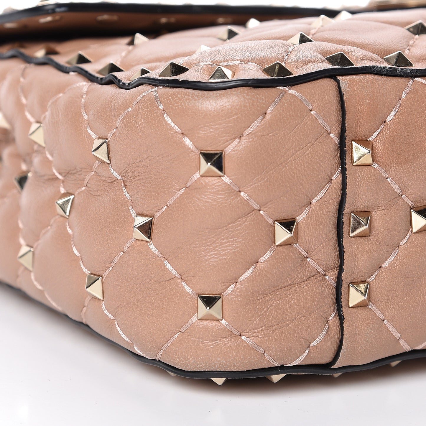 Nappa Medium Rockstud Spike Shoulder Bag Camel Rose