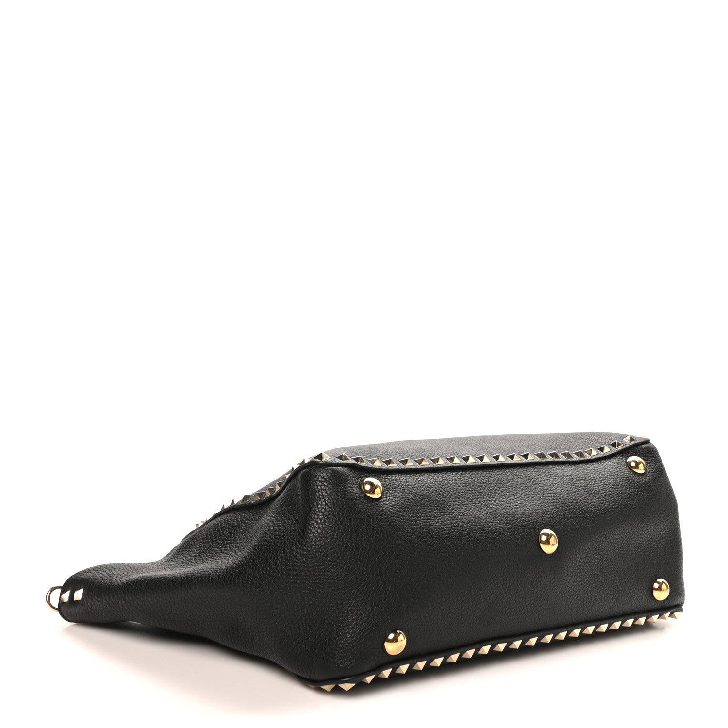 Valentino Garavani Pebbled Calfskin Medium Rockstud Tote Black 4 of 9
