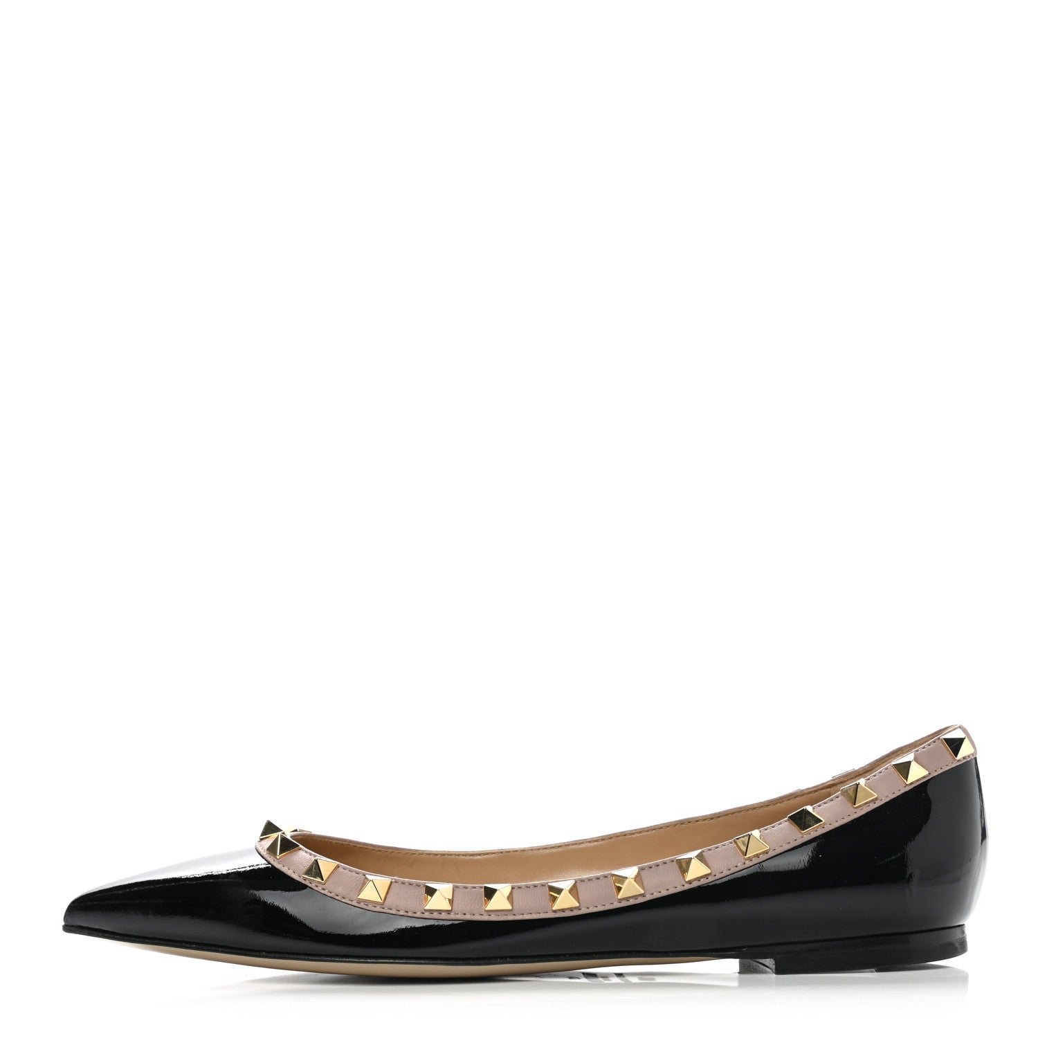 Valentino Garavani Patent Nappa Rockstud Ballerina Flats 36.5 Black Poudre 1 of 9