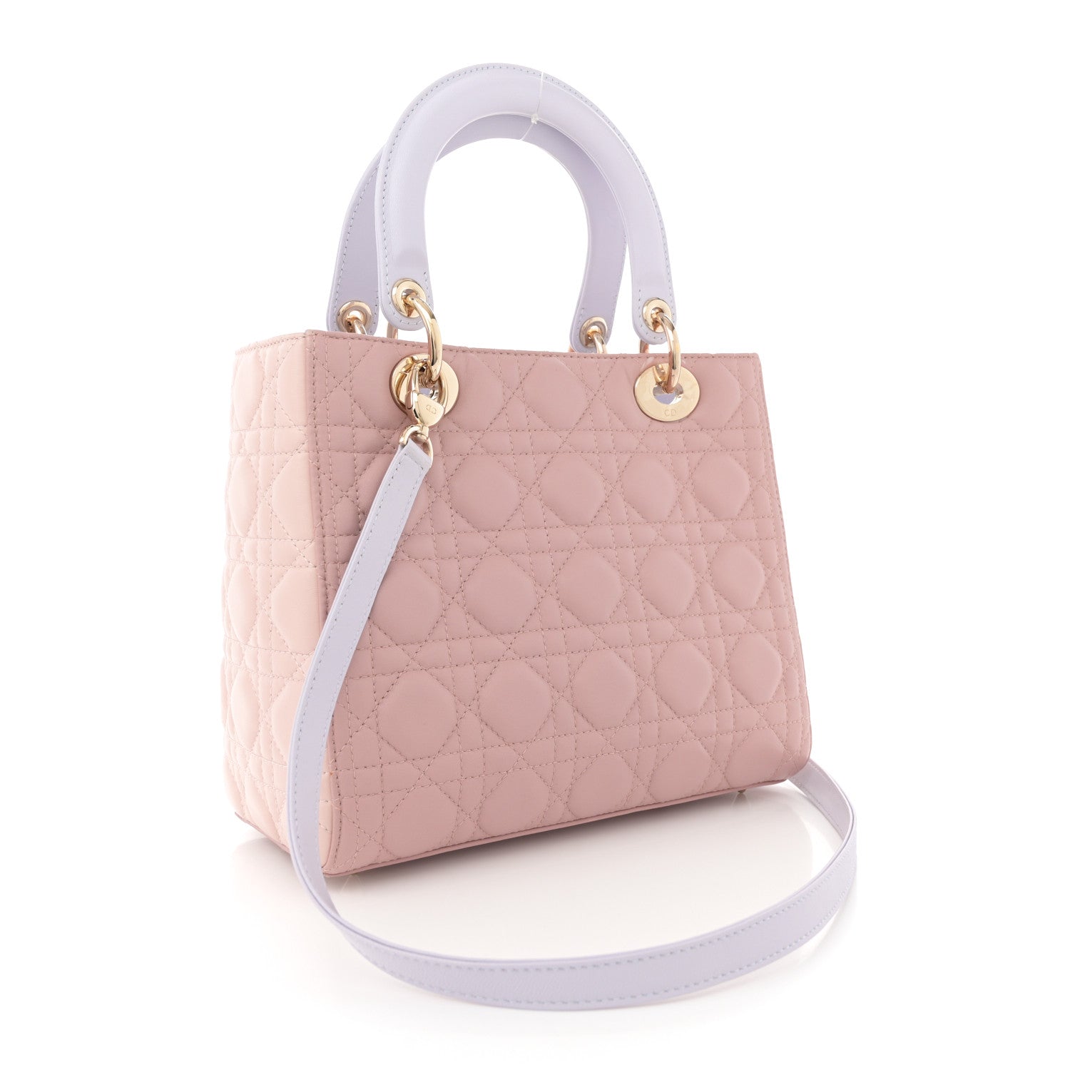 Christian Dior Lambskin Cannage Medium Tri-Color Lady Dior Rose Pale 3 of 14