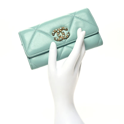 Chanel Lambskin Quilted Chanel 19 Flap Wallet Light Blue 2 of 14