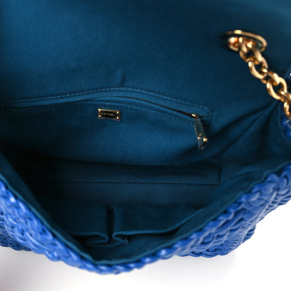Dolce & Gabbana Woven Calfskin Padlock Shoulder Bag Blue 9 of 17
