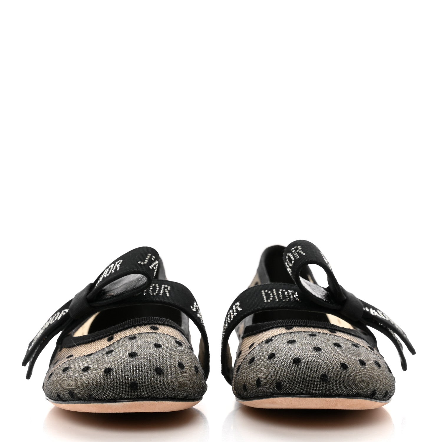 Christian Dior Mesh Plumetis Grosgrain Ribbon Crystal Embellished J'Adior Slingback Ballet Flats 38 Black 2 of 7
