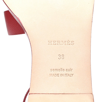Hermes Epsom Santorini Sandals 38 Rouge H 7 of 10