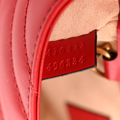 Gucci Calfskin Matelasse Super Mini GG Marmont Shoulder Bag Hibiscus Red 7 of 11