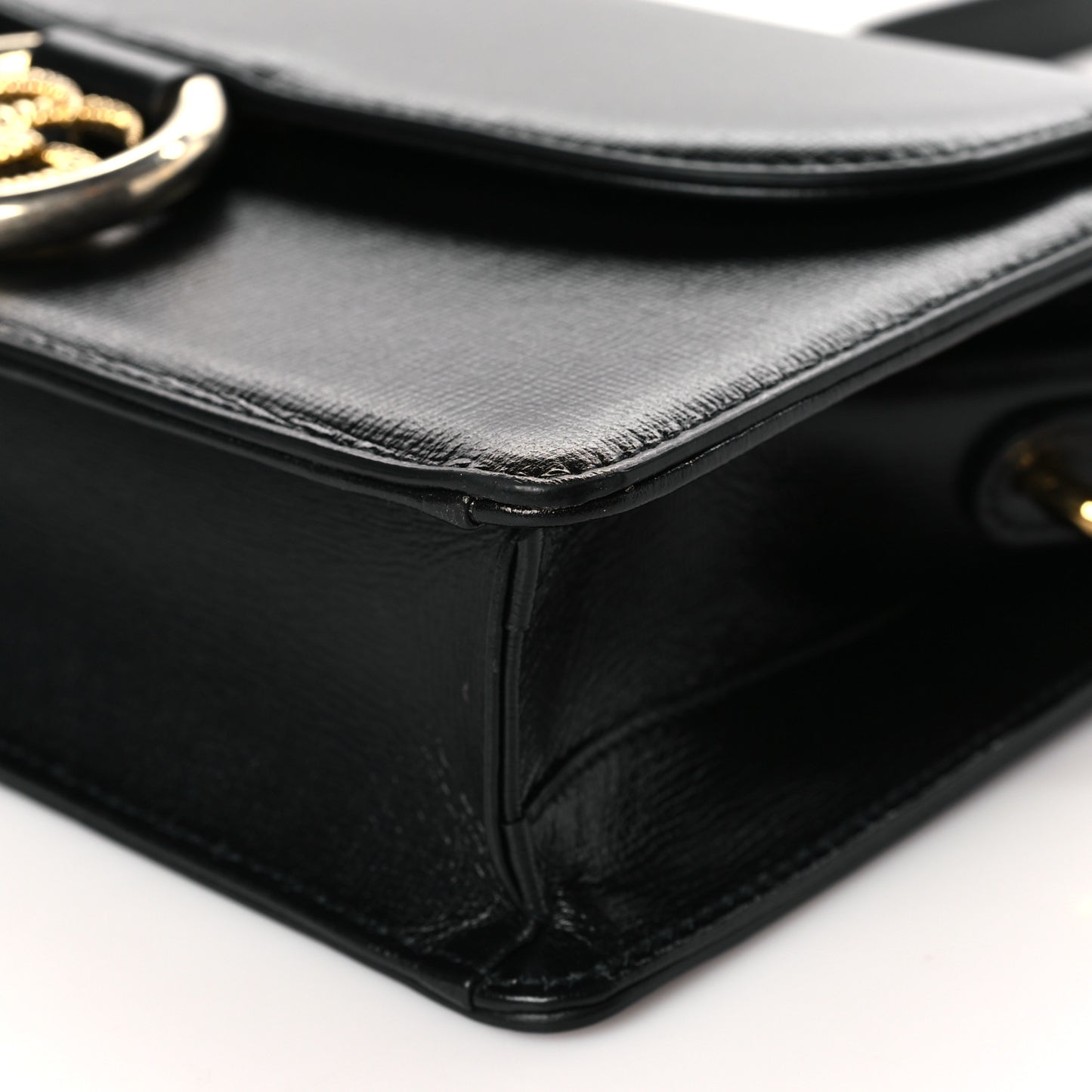 Textured Calfskin Small Torchon GG Ring Shoulder Bag Black