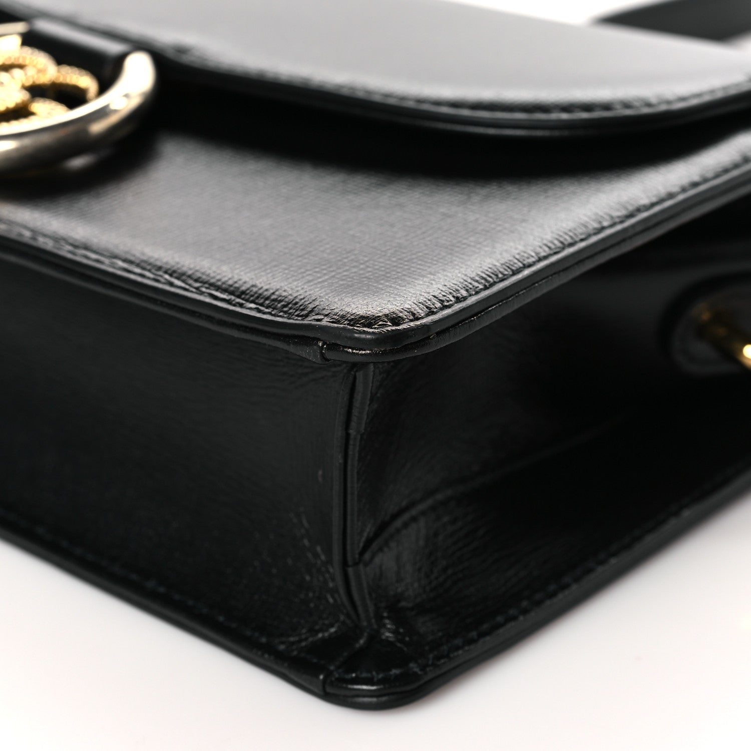Gucci Textured Calfskin Small Torchon GG Ring Shoulder Bag Black 9 of 10