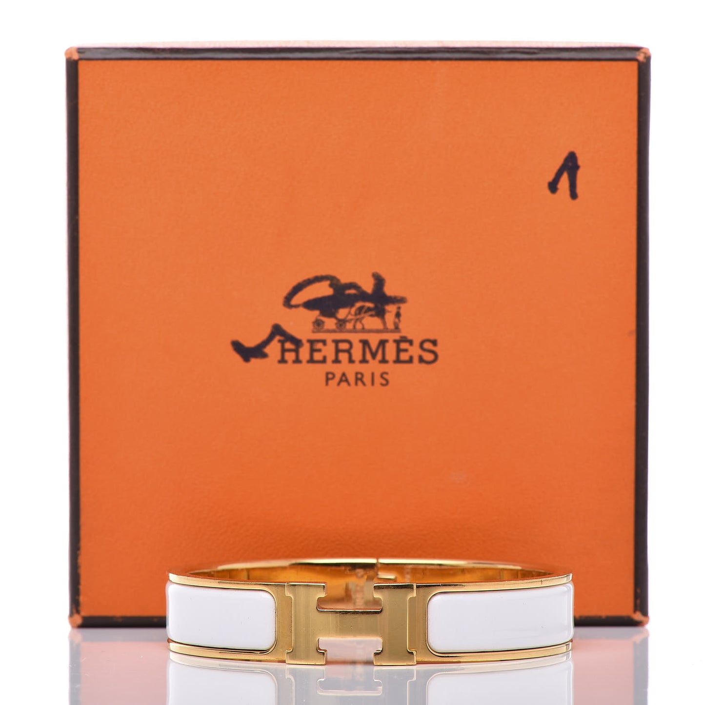 Enamel Narrow Clic Clac H Bracelet PM White