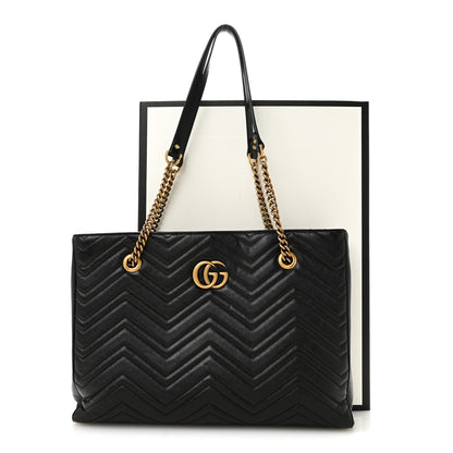 Gucci Vintage Calfskin Matelasse Medium GG Marmont Slim Tote Black 11 of 11