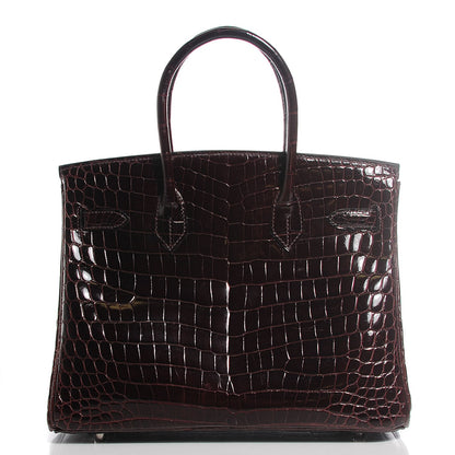 Hermes Shiny Niloticus Crocodile Birkin 30 Chocolate 4 of 25