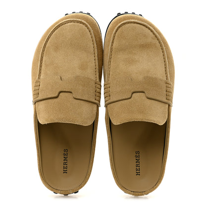 Hermes Suede Calfskin Womens Go Mules 39 Beige Sable 2 of 10