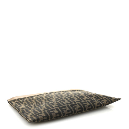 Fendi Vitello King Jacquard FF 1974 Large Flat Pouch Tobacco Moro Sand 4 of 8