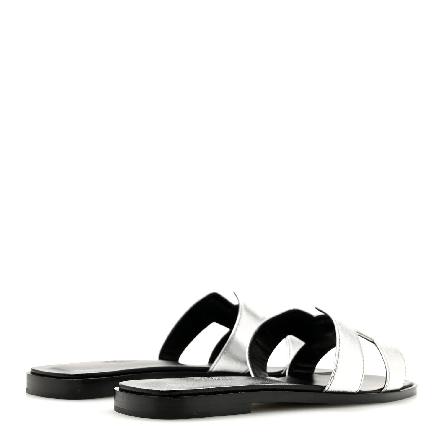 Hermes Metallic Chevre Oran Sandals 37.5 Gris Argente 5 of 10