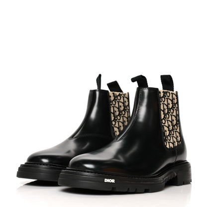 Christian Dior Calfskin Oblique Mens Explorer II Chelsea Boots 39 Beige Black 3 of 8
