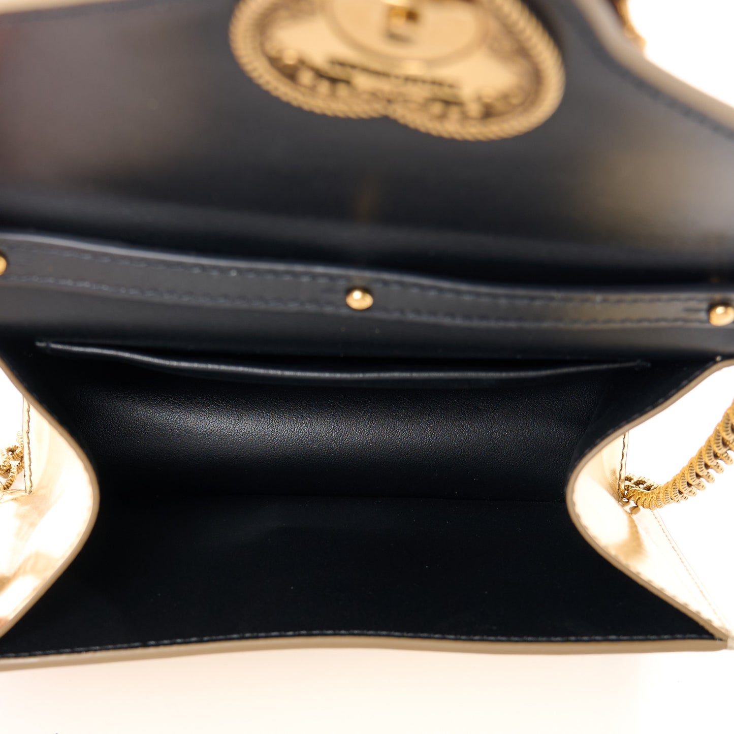 Metallic Nappa Small Devotion Envelope Top Handle Bag Gold
