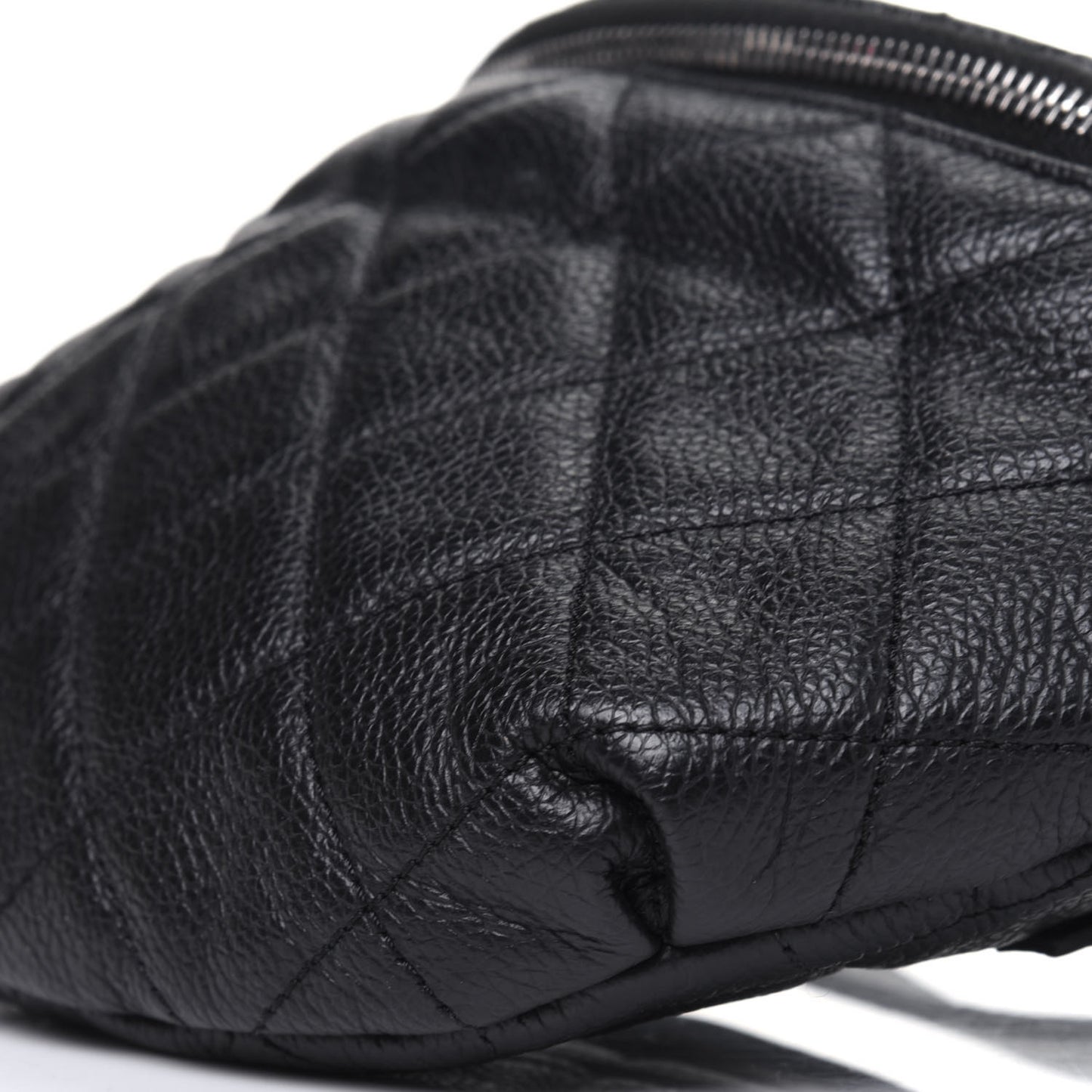 Grained Calfskin Quilted Waist Belt Bag Black