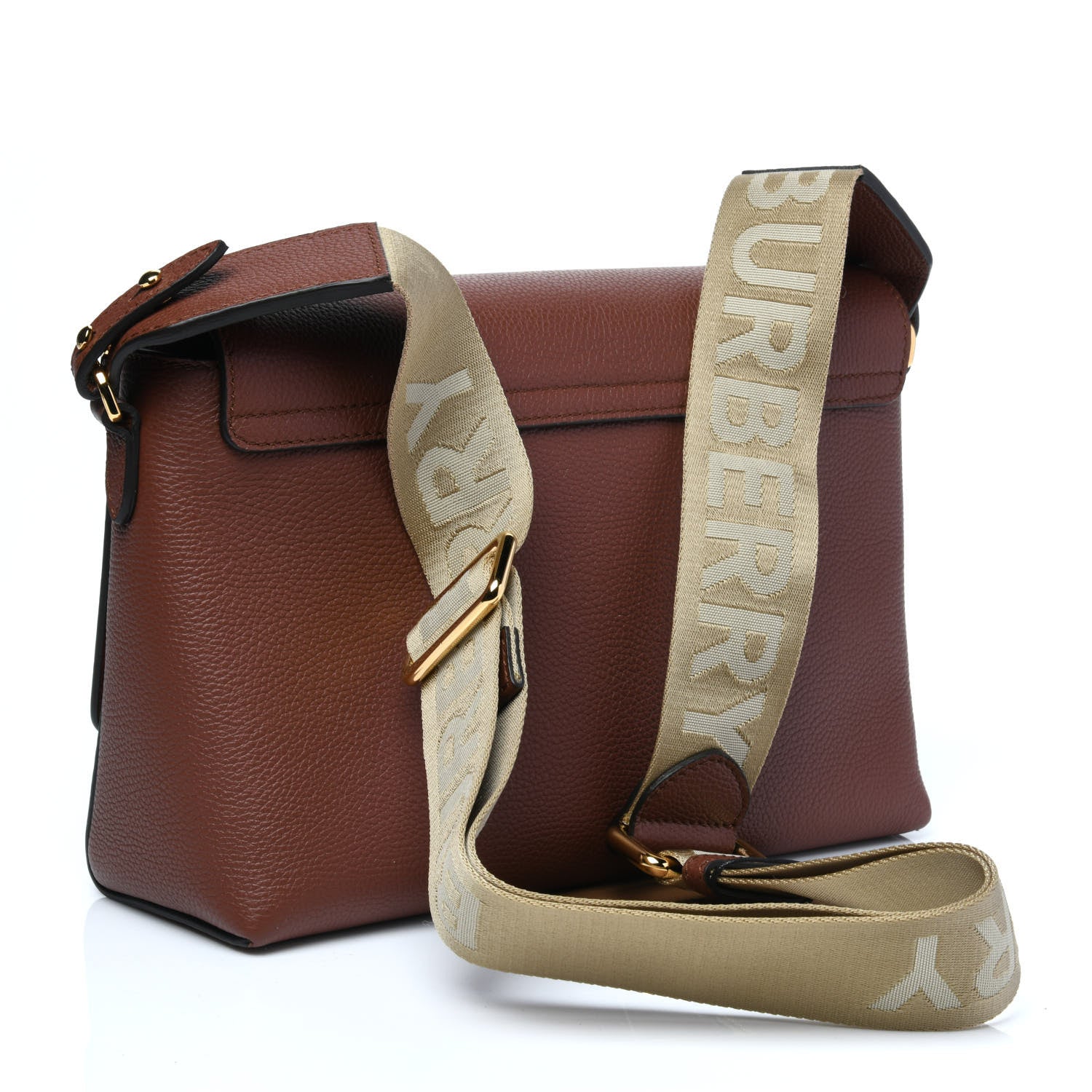Burberry Calfskin Vintage Check Note Crossbody Bag Tan 3 of 8
