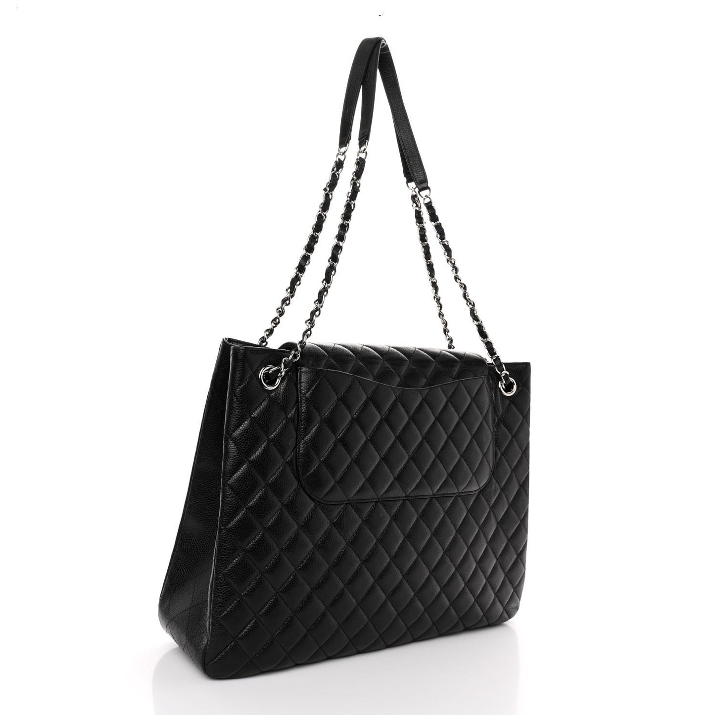 Caviar Quilted Flap Tote Black