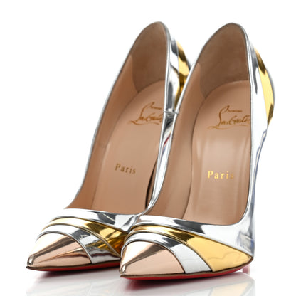 Christian Louboutin Nappa Patent Veau Mirror Eklectica 120 Pumps 37 Silver 3 of 14
