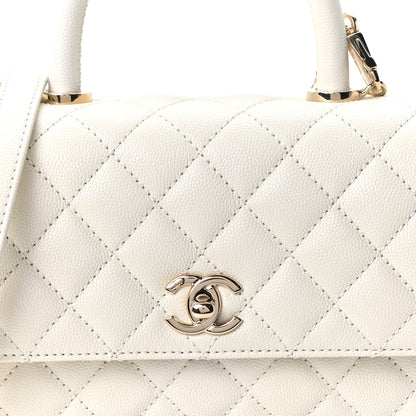 Chanel Caviar Quilted Mini Coco Handle Flap White 8 of 11