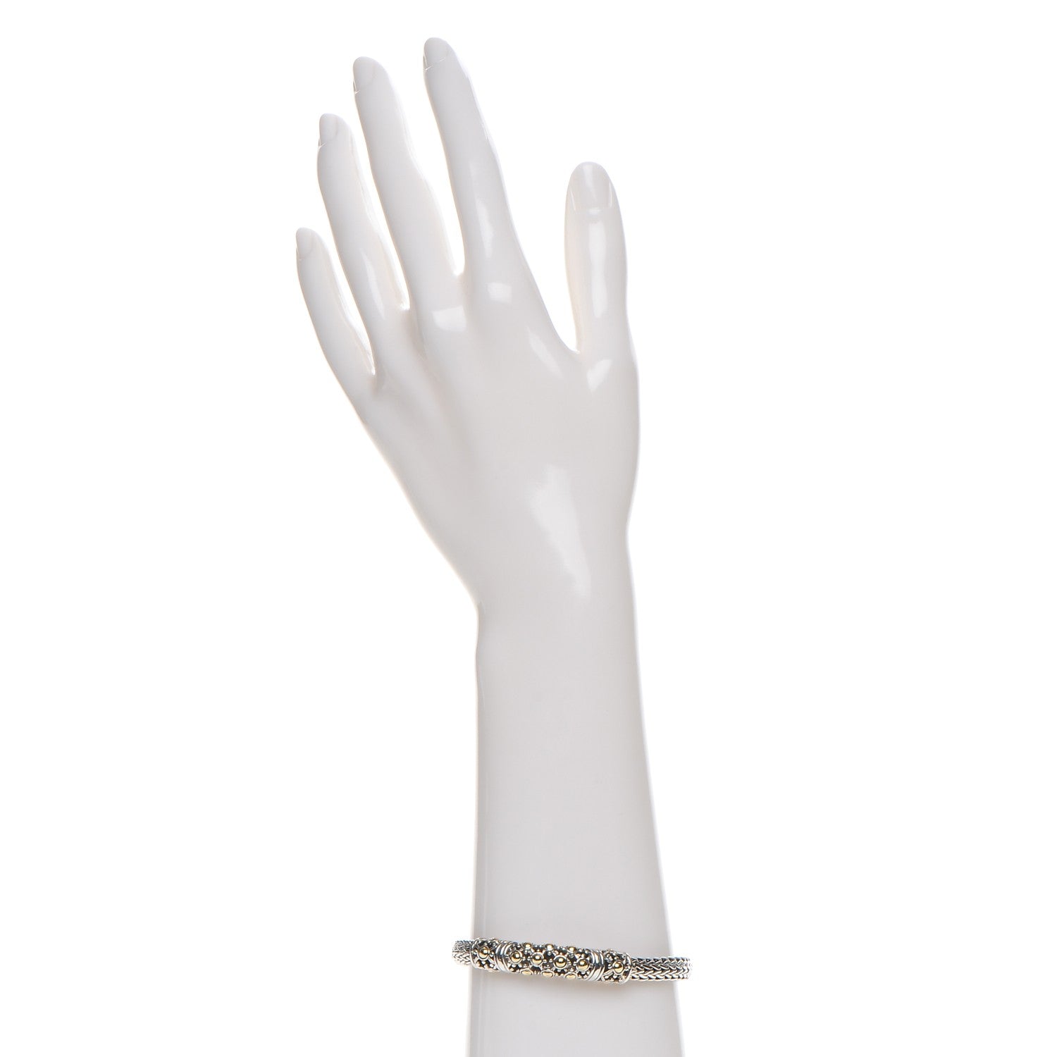 John Hardy Sterling Silver 18K Yellow Gold Jaisalmer Wheat Chain Dot Bracelet 2 of 6