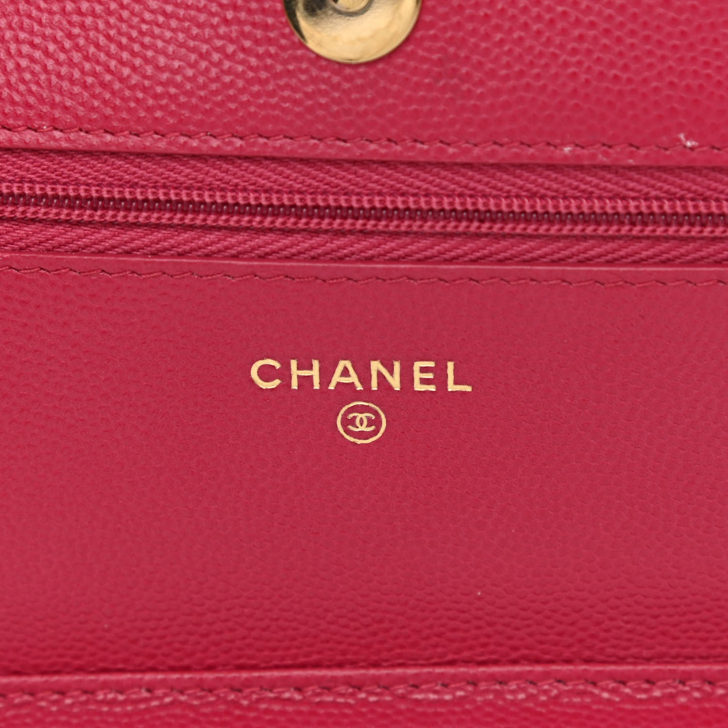 Caviar Quilted Wallet On Chain WOC Dark Pink