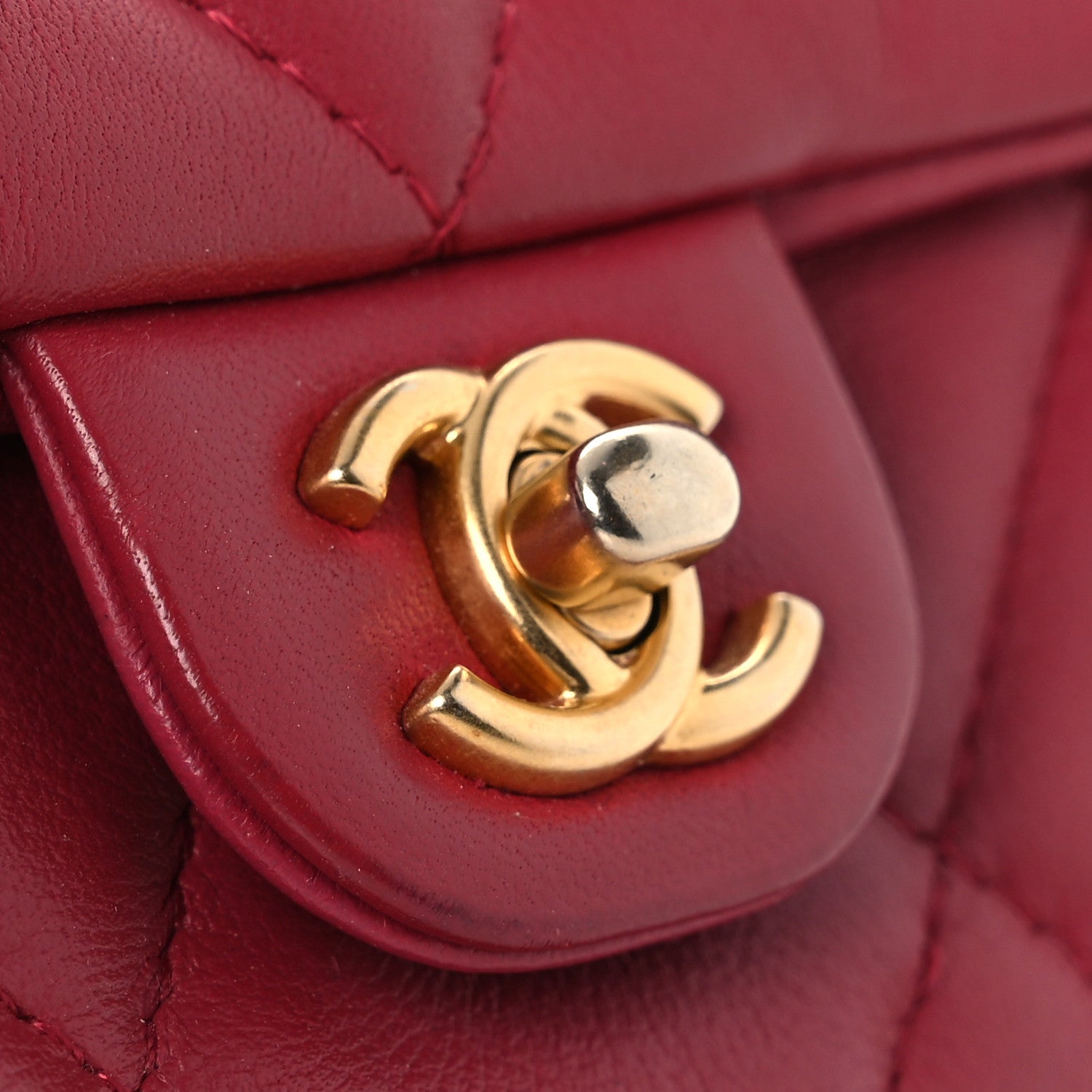 Chanel Calfskin Quilted Lady Handle Flap Card Holder With Chain Dark Pink 11 of 14
