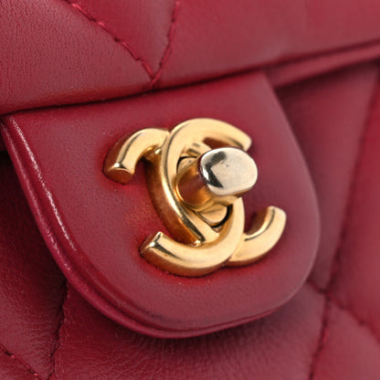 Chanel Calfskin Quilted Lady Handle Flap Card Holder With Chain Dark Pink 11 of 14