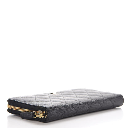 Chanel Caviar Quilted Large Gusset Zip Around Wallet Black 5 of 9