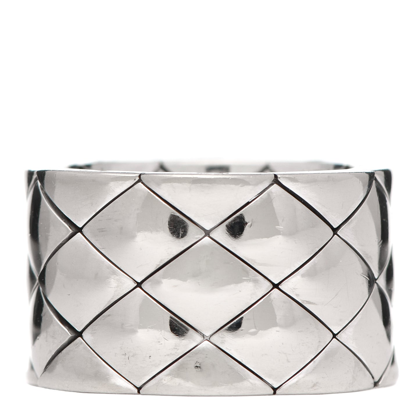 18K White Gold Large Matelasse Ring 53 6.25