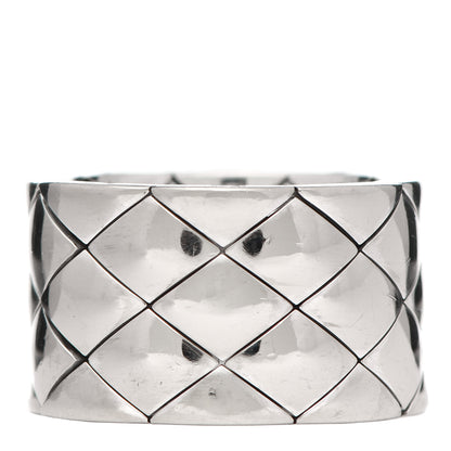 Chanel 18K White Gold Large Matelasse Ring 53 6.25 1 of 6
